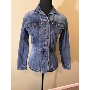 Denim Jacket Women's St. John's Bay With Pockets Tailored‎ Waistline Size SP